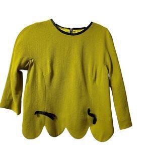 Milly of New York Vintage Wool Top with Lamb Leather Trim Size 4 60s USA Made